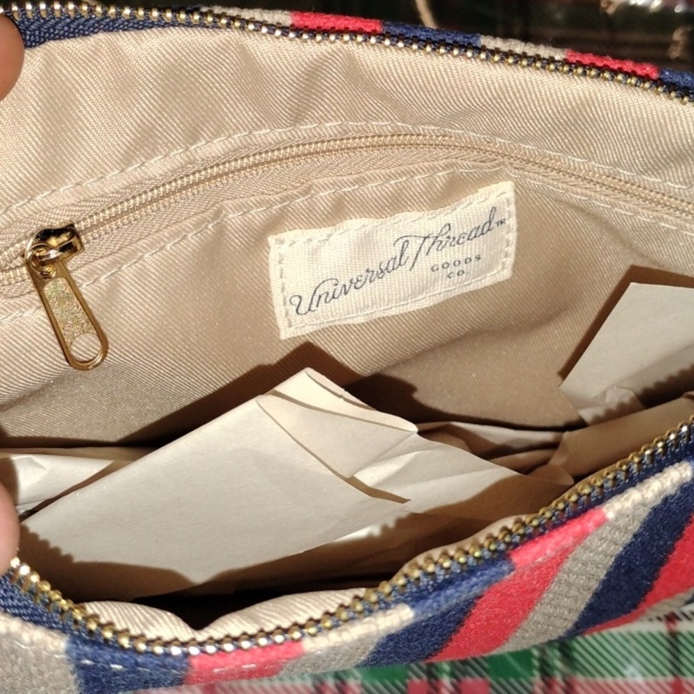 Universal Thread Striped Clutch with Red, Blue, and Tan - Picture 3 of 7